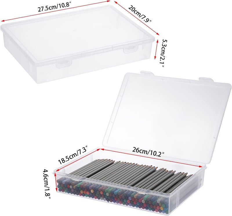 BTSKY Clear Plastic Storage Box with Flap Lid, Multipurpose Craft Organizers and Storage Box Art Supply Storage Organizer Plastic Sewing Box for Beads Pencils Notebooks, 4 Pack Medium - Image 4